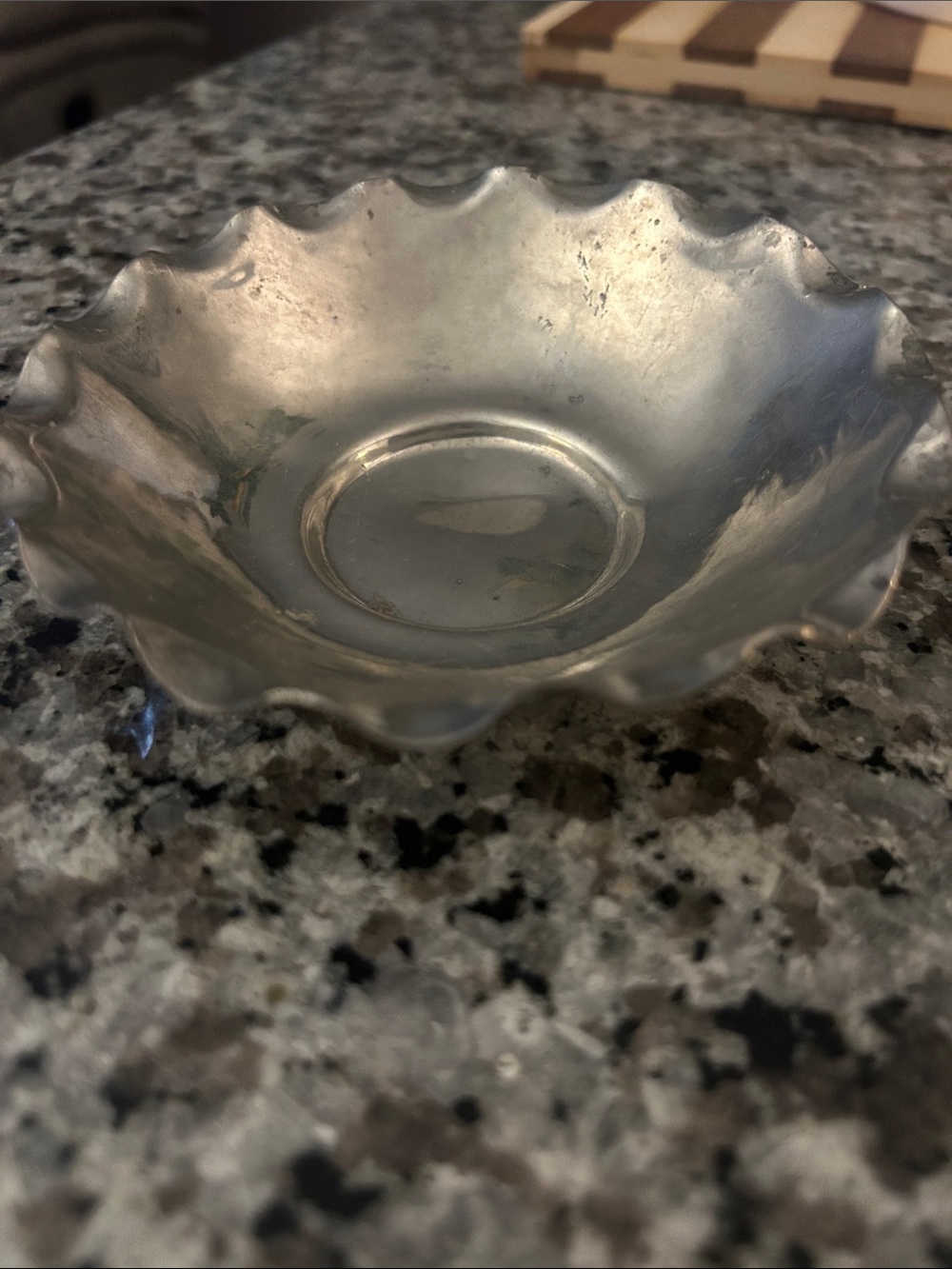 Hand Wrought by Manzoni Scalloped Silver Metal Dish